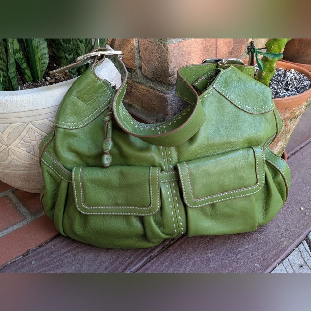 Vintage Cole Haan Purse Hobo Shoulder Bag In Green 90's Y2K